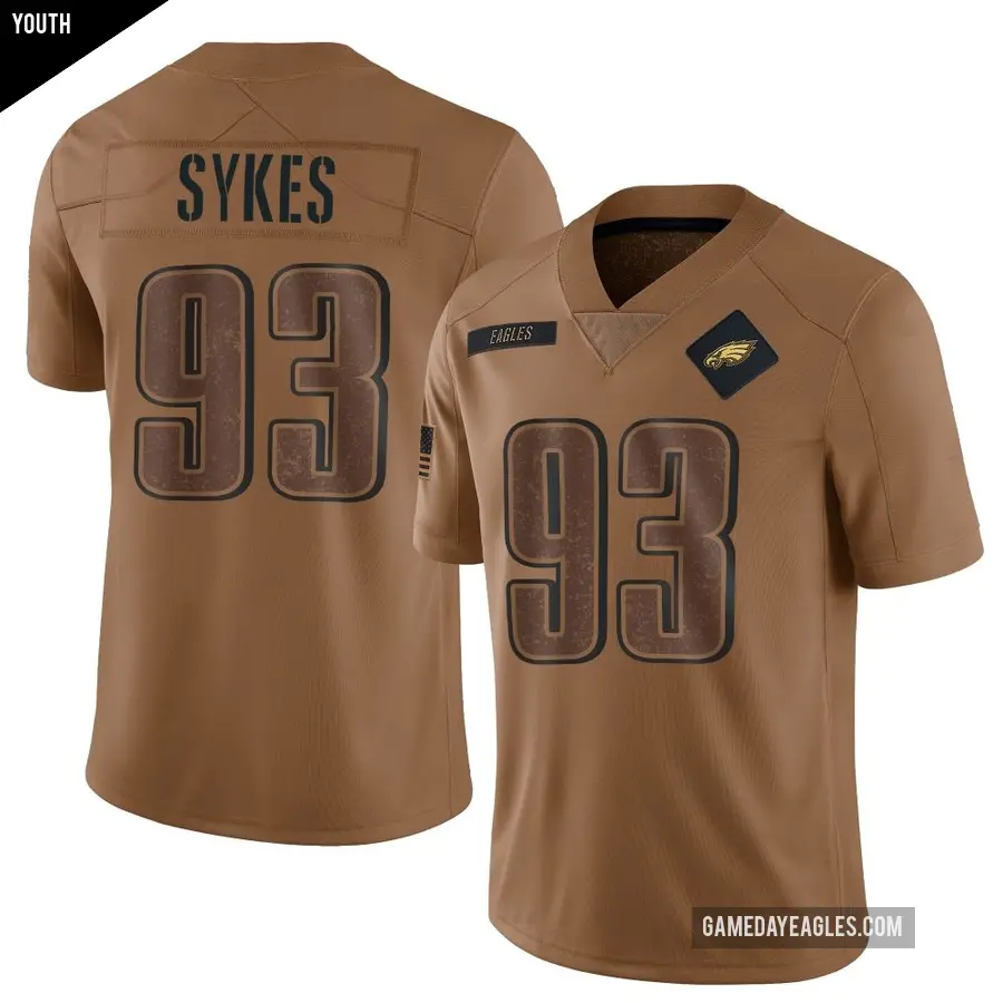 Youth Philadelphia Eagles ＃93 Jacob Sykes Brown Limited 2023 Salute To Service Jersey