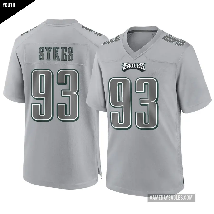 Youth Philadelphia Eagles ＃93 Jacob Sykes Gray Game Atmosphere Fashion Jersey