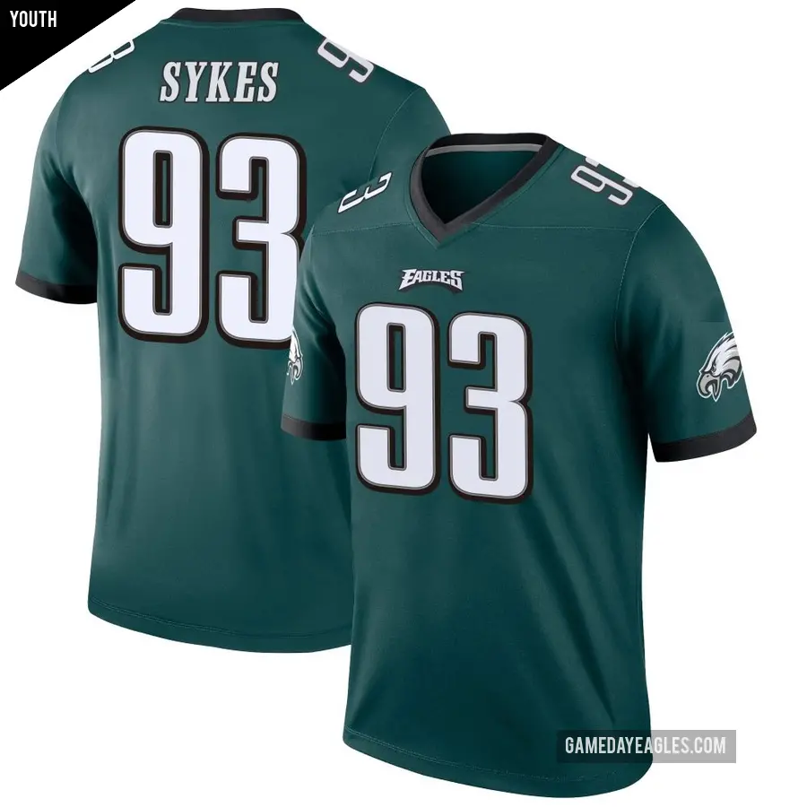 Youth Philadelphia Eagles ＃93 Jacob Sykes Green Legend Jersey