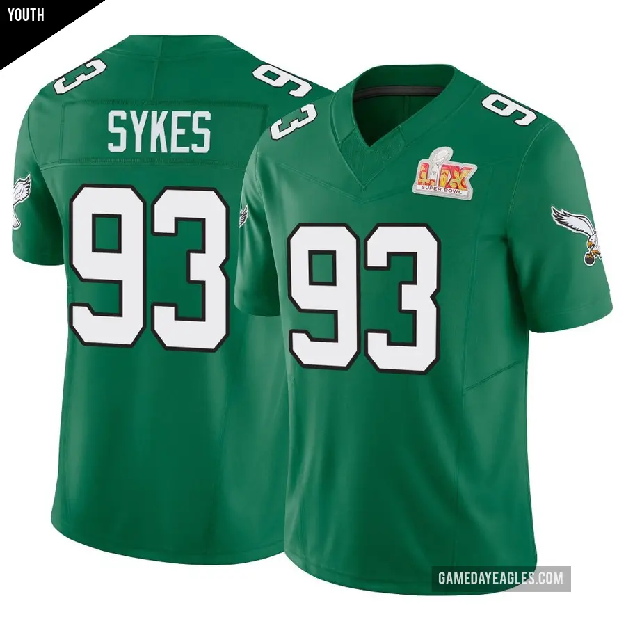 Youth Philadelphia Eagles ＃93 Jacob Sykes Green Limited Kelly Alternate Vapor F.U.S.E. Super Bowl LIX Jersey