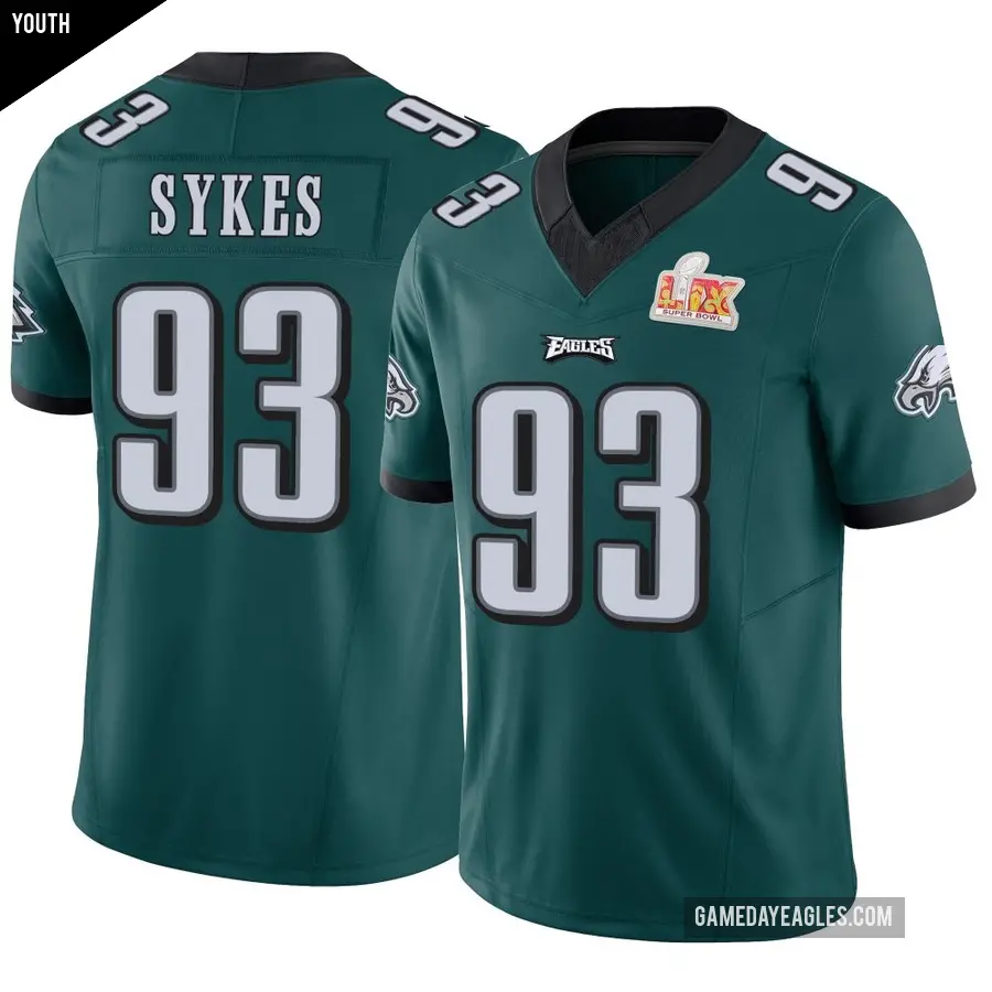 Youth Philadelphia Eagles ＃93 Jacob Sykes Green Limited Vapor F.U.S.E. Super Bowl LIX Jersey