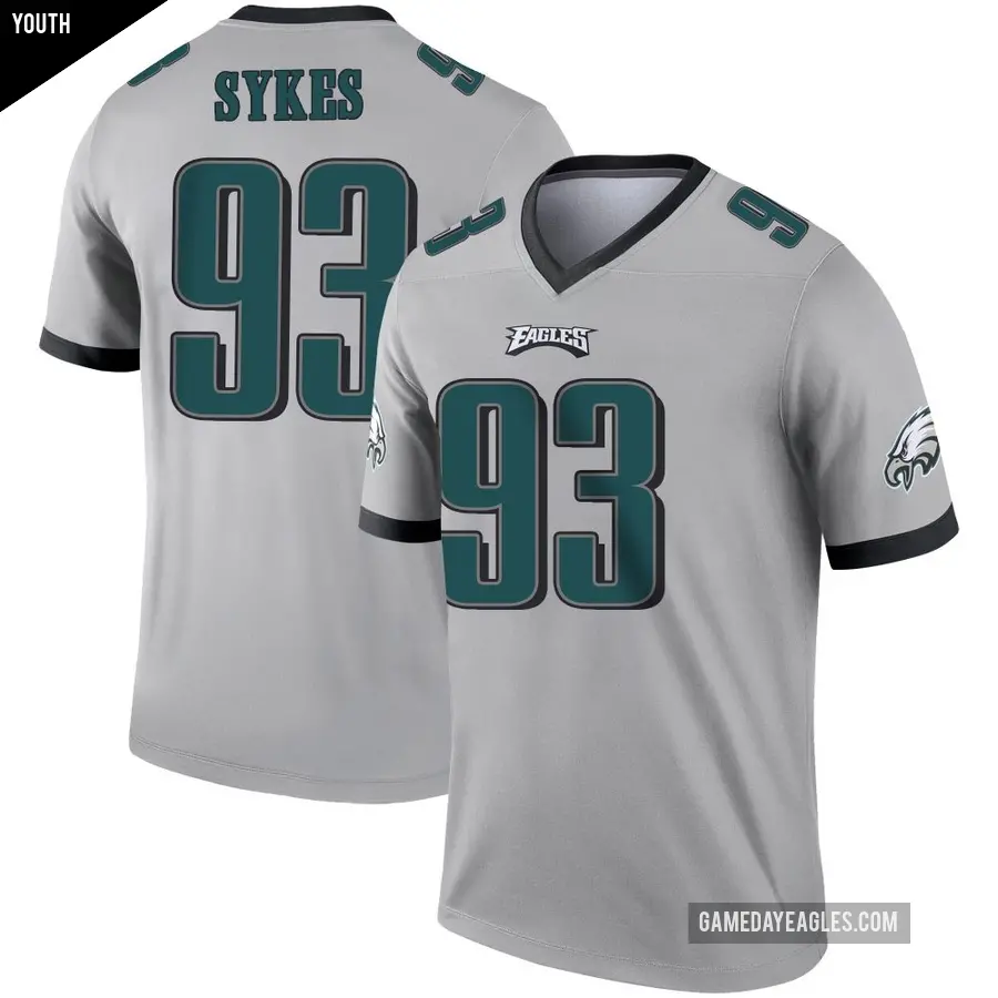 Youth Philadelphia Eagles ＃93 Jacob Sykes Legend Silver Inverted Jersey