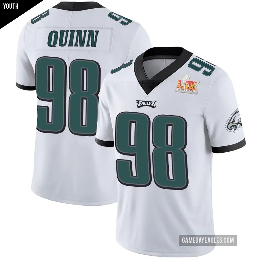 Youth Philadelphia Eagles ＃98 Robert Quinn White Limited Vapor Untouchable Super Bowl LIX Jersey