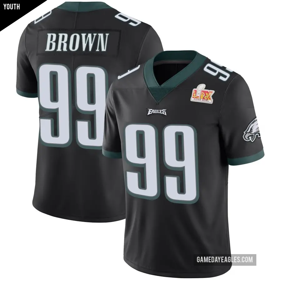 Youth Philadelphia Eagles ＃99 Jerome Brown Black Limited Alternate Vapor Untouchable Super Bowl LIX Jersey